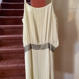Parker Cream Sheer Pleated Dress - L